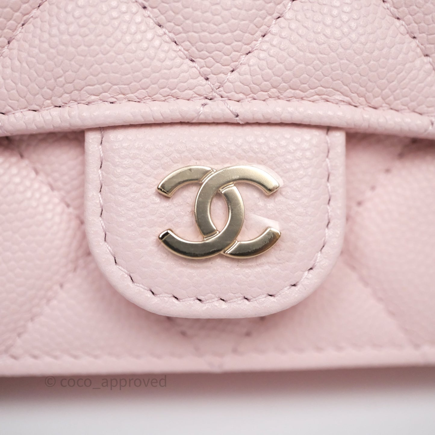 Chanel Mini Wallet With Chain Light Pink Caviar Gold Hardware