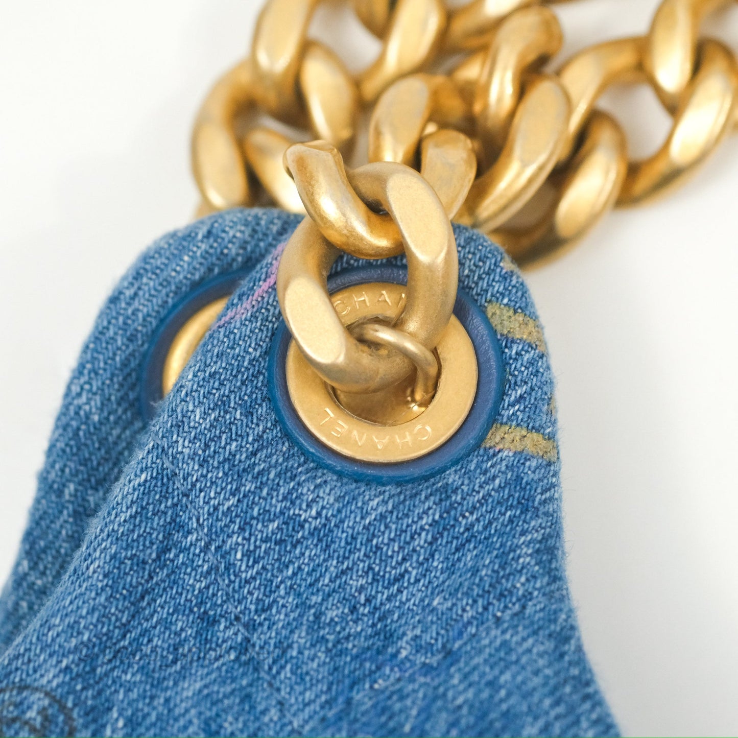 Chanel Maxi Hobo Bag Quilted Denim Mood Aged Gold Hardware