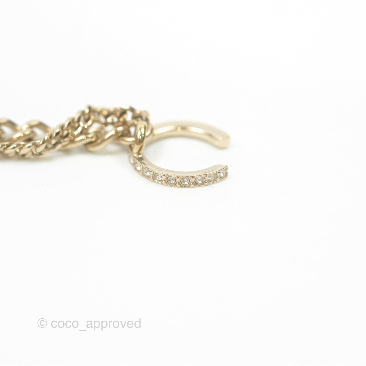 Chanel Crystal CC Black Heart Chain Drop Earrings Gold Tone 22B
