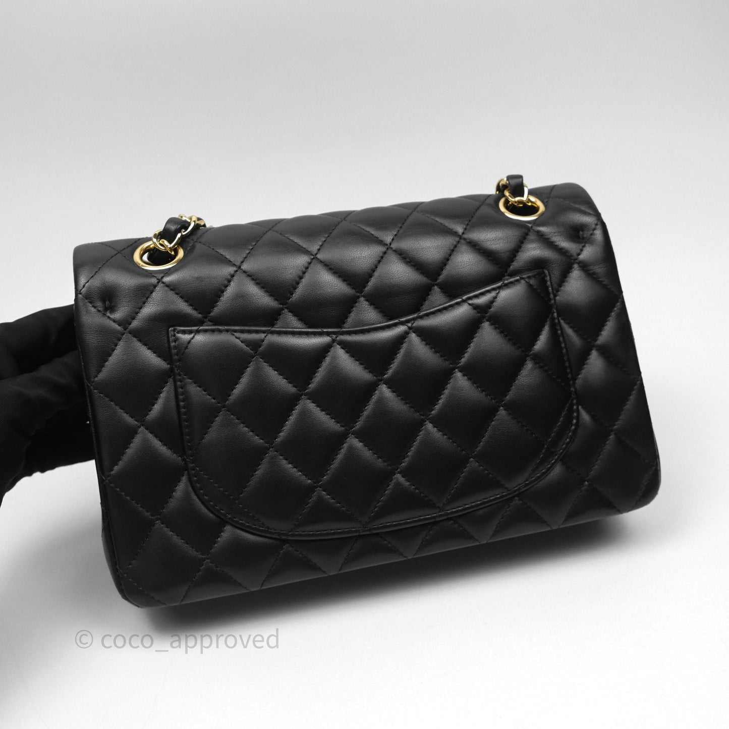Chanel Small Classic Flap Quilted Black Lambskin Gold Hardware