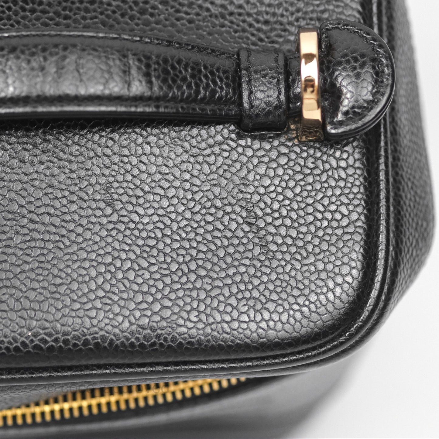 Chanel Vintage Vanity Case Black Caviar Gold Hardware