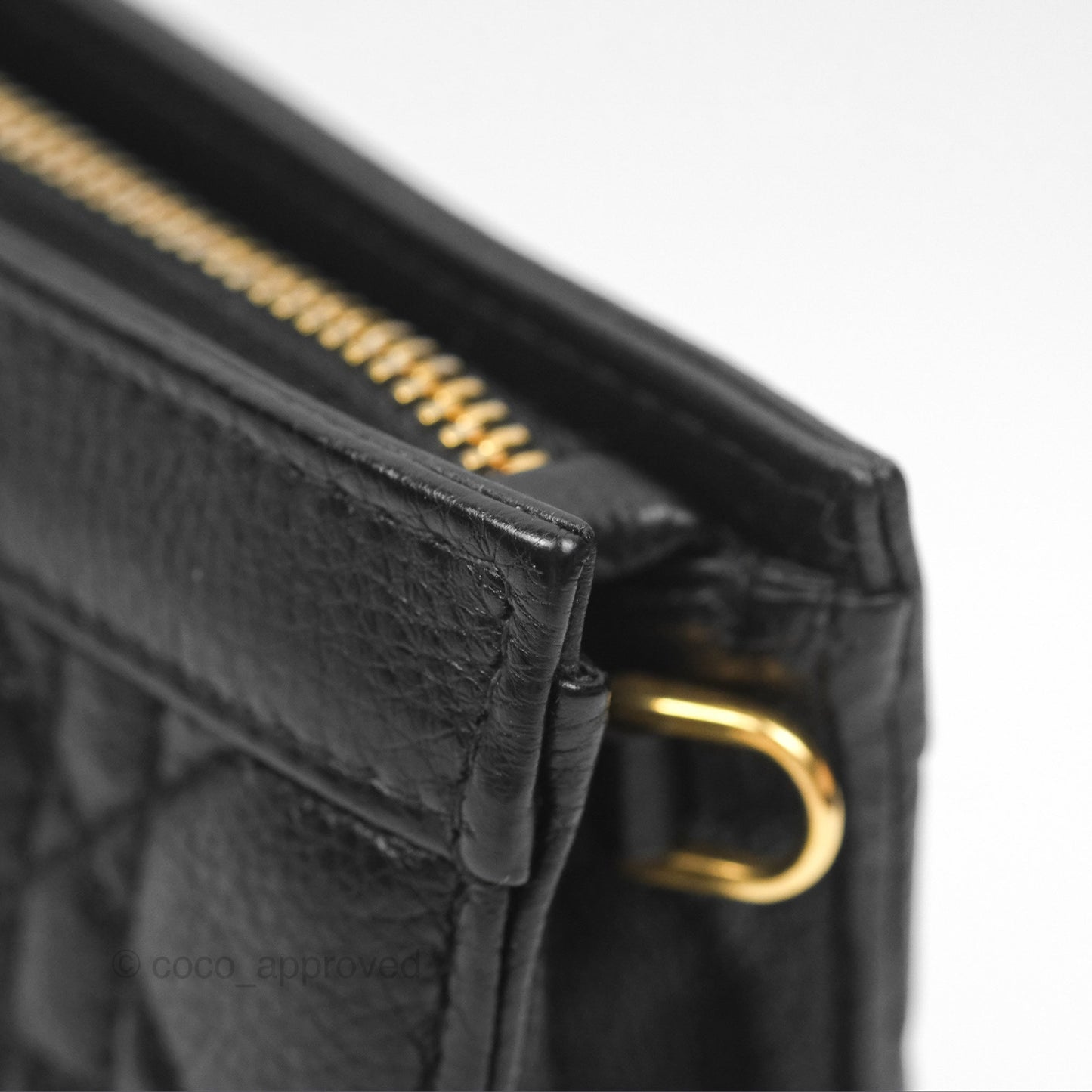 Dior Caro Zipped Pouch With Chain Black Cannage Calfskin