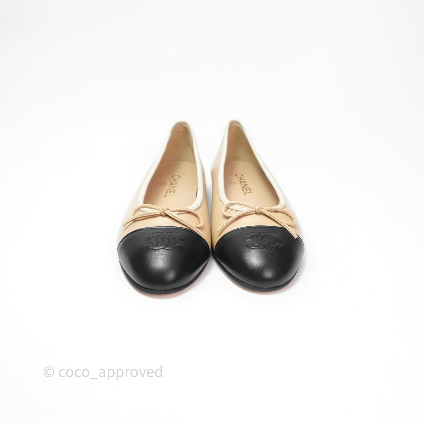 Chanel Ballerina Flats Black/Beige Size 38