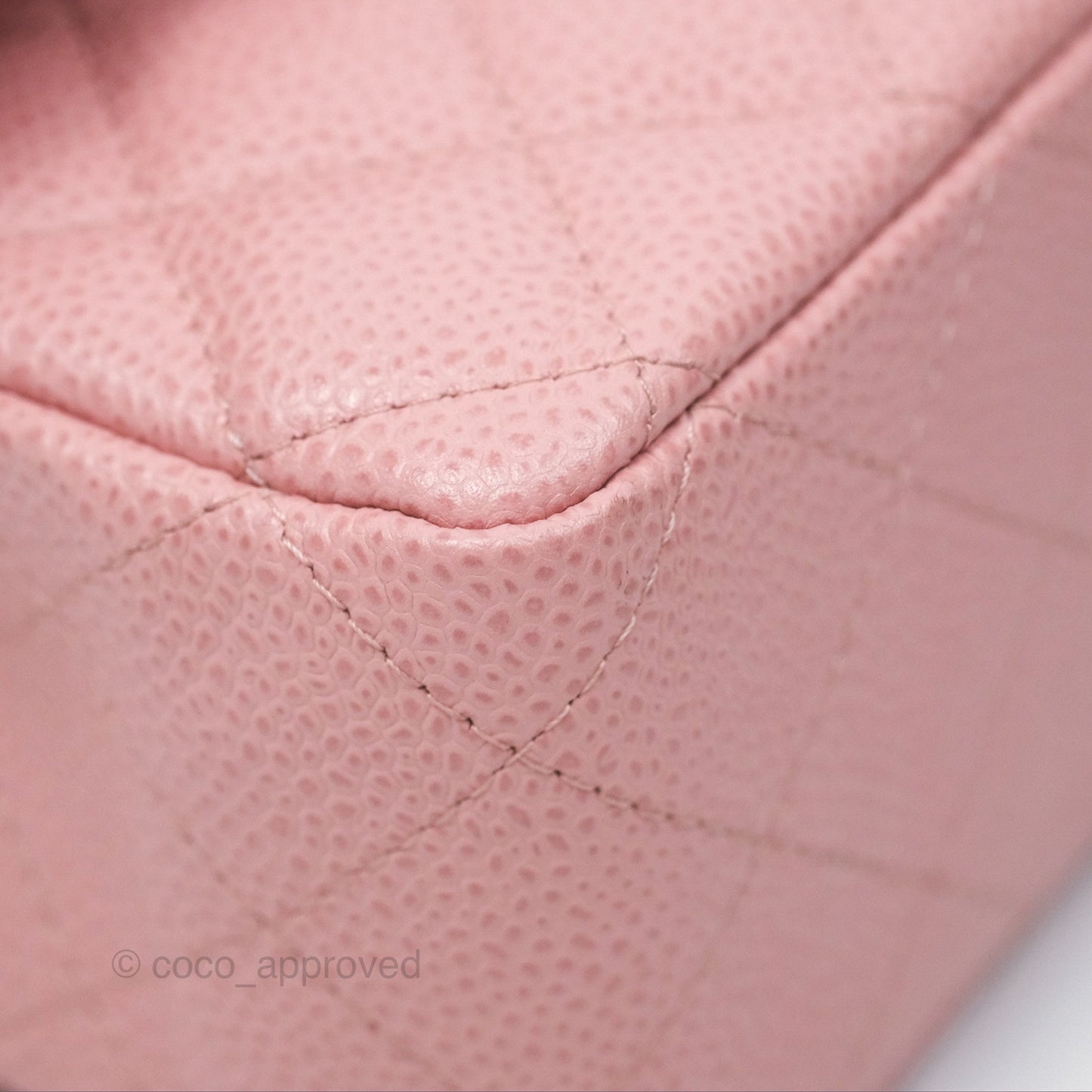Chanel Vintage Classic M/L Medium Flap Quilted Sakura Pink Caviar 24K Gold Hardware