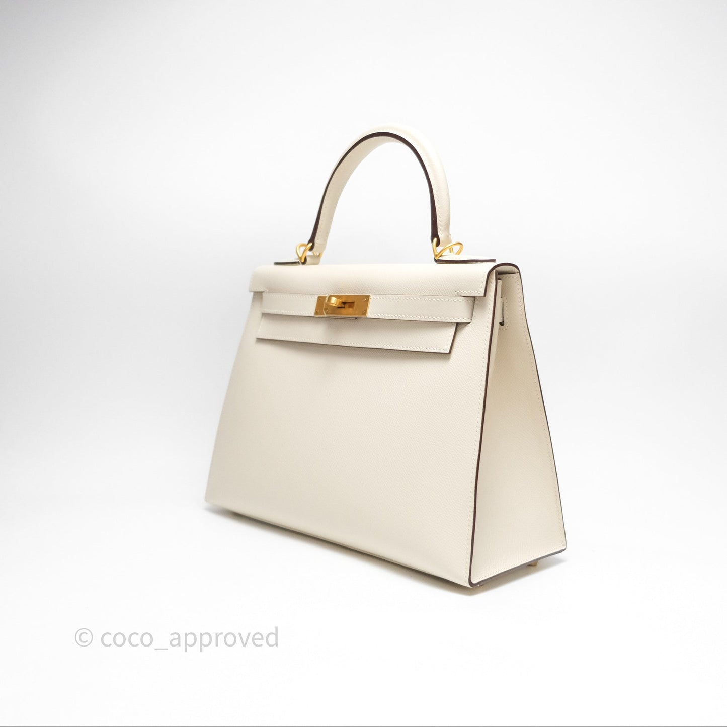 Hermès HSS Sellier Kelly 28 Craie 10 / Amber 9D Epsom Brushed Gold Hardware