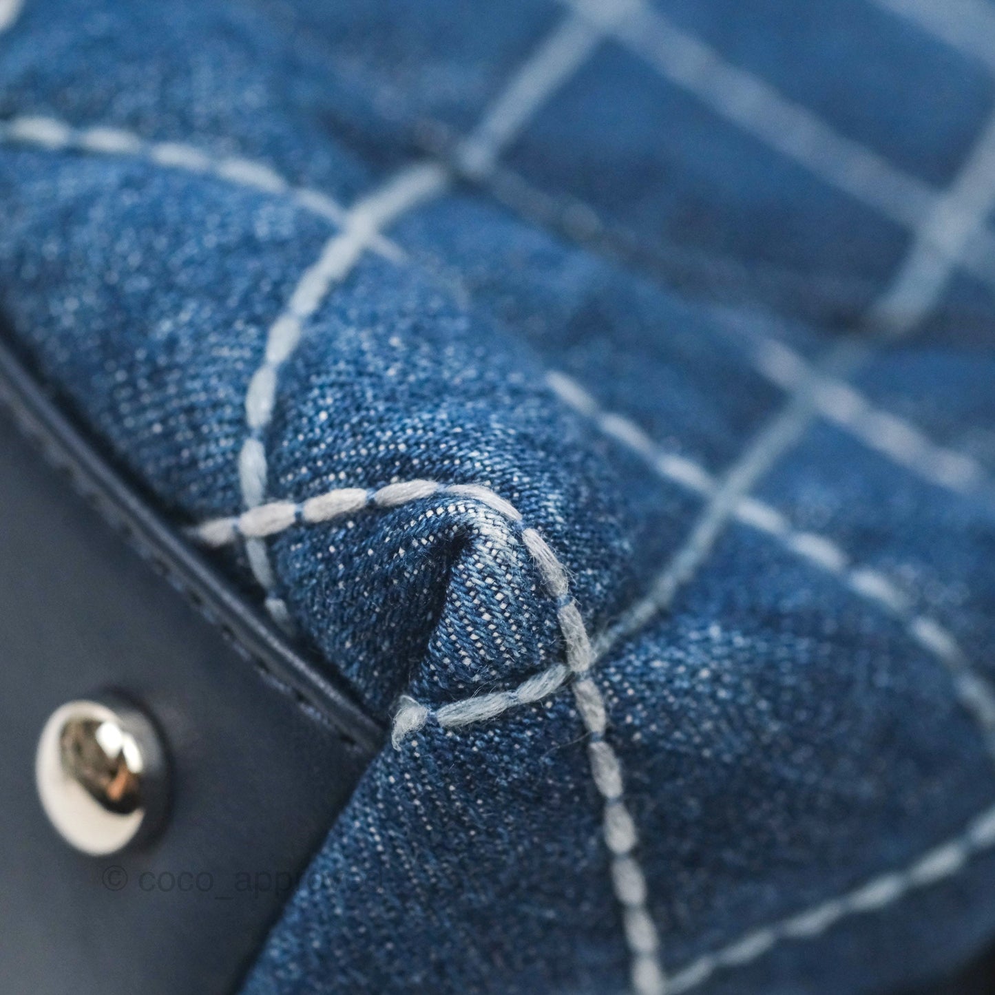 Chanel Small Coco Handle Quilted Contrast Stitch Denim Silver Hardware
