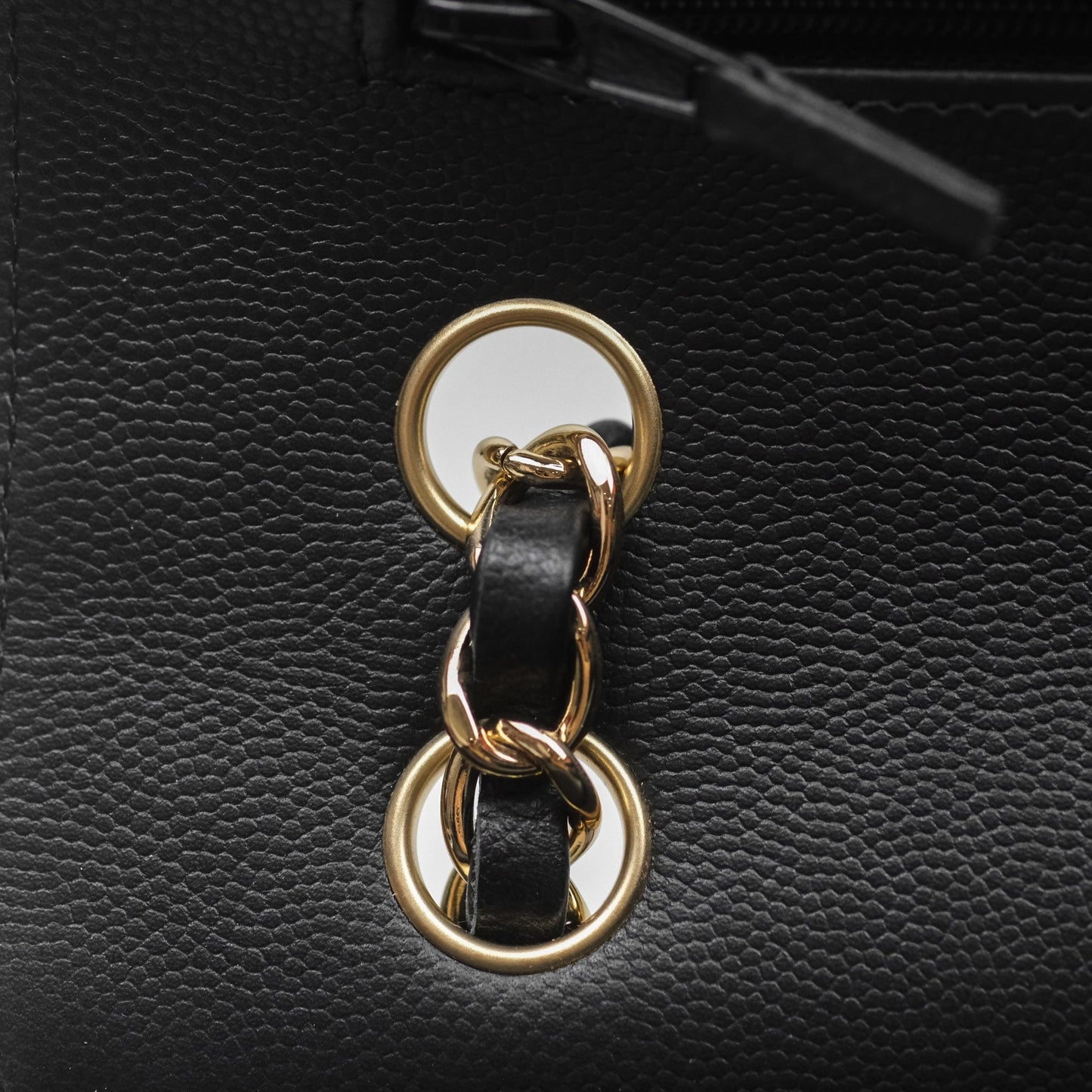 Chanel Classic M/L Medium Flap Chevron Black Caviar Gold Hardware
