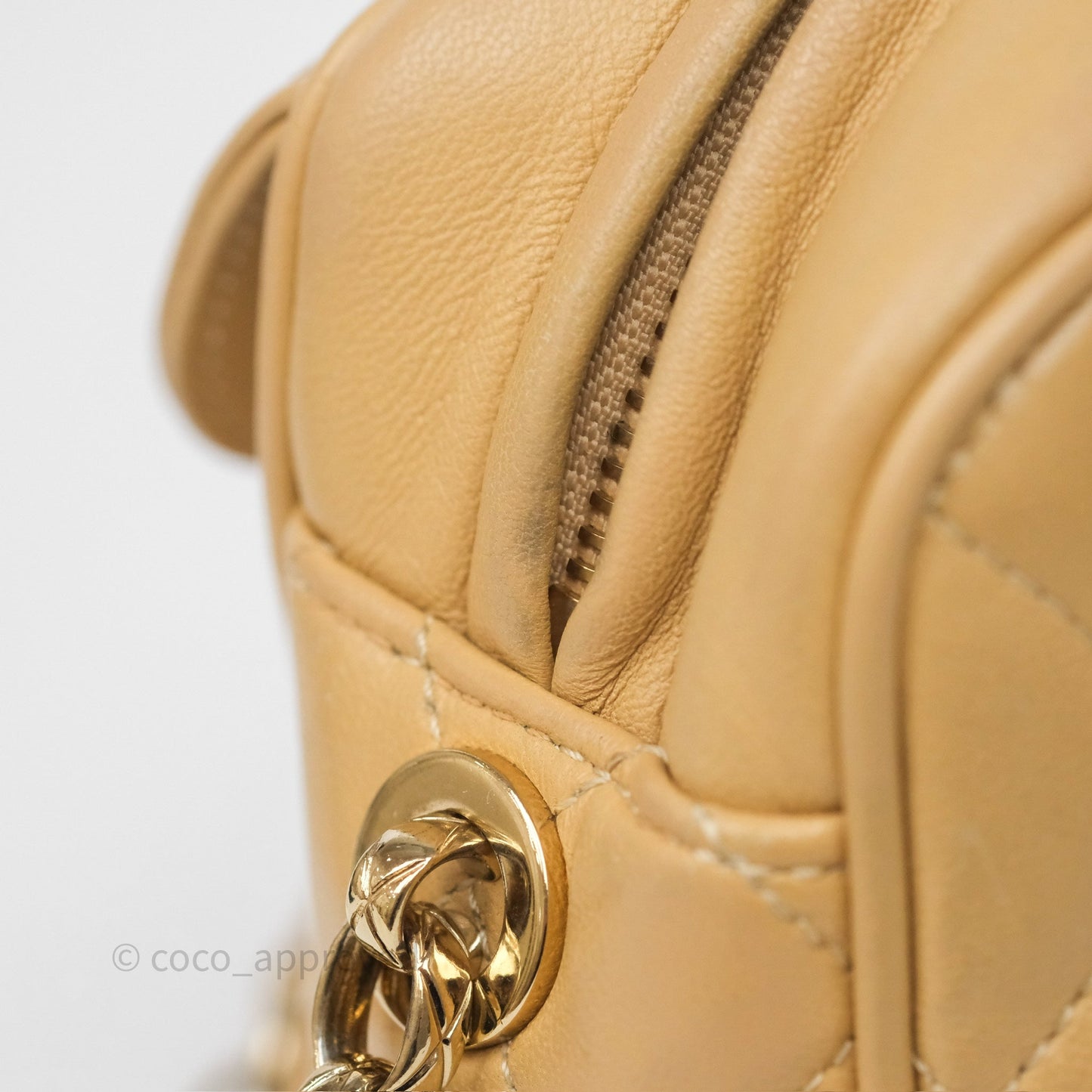 Chanel Coco Vintage Camera Case Beige Calfskin Gold Hardware
