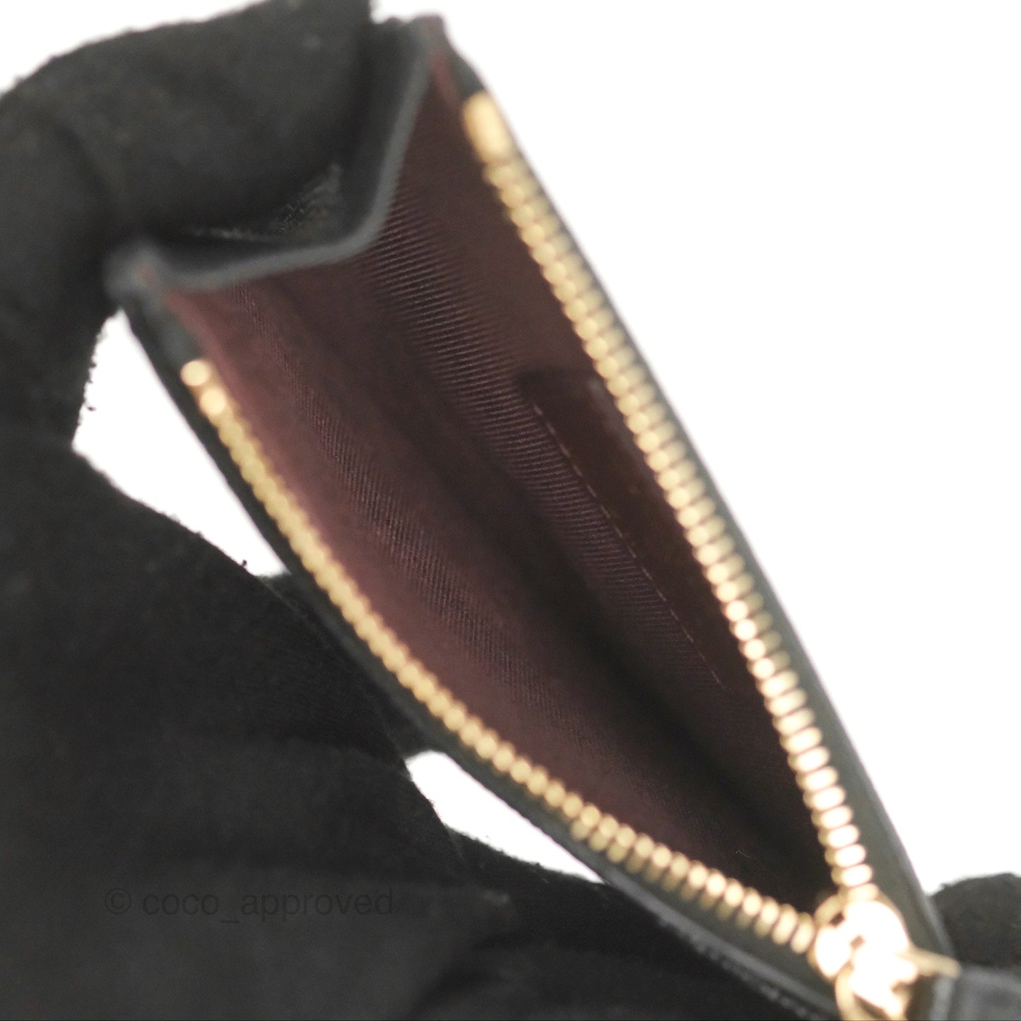 Chanel Quilted CC Zipped Card Holder Black Caviar Gold Hardware