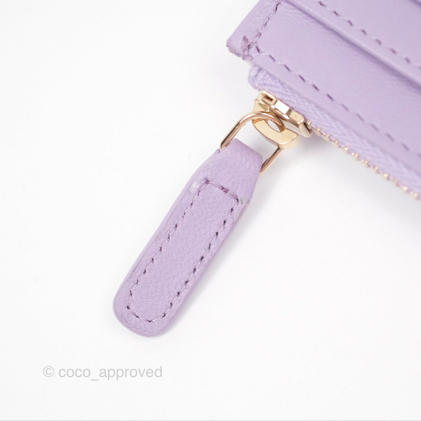 Chanel Pearl CC Zipped Card Holder Lilac Lambskin Gold Hardware 24P