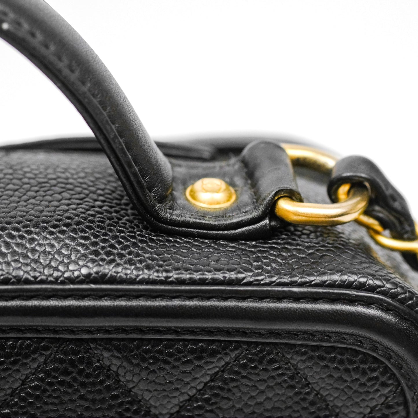 Chanel Quilted Medium CC Filigree Vanity Case Black Caviar Gold Hardware
