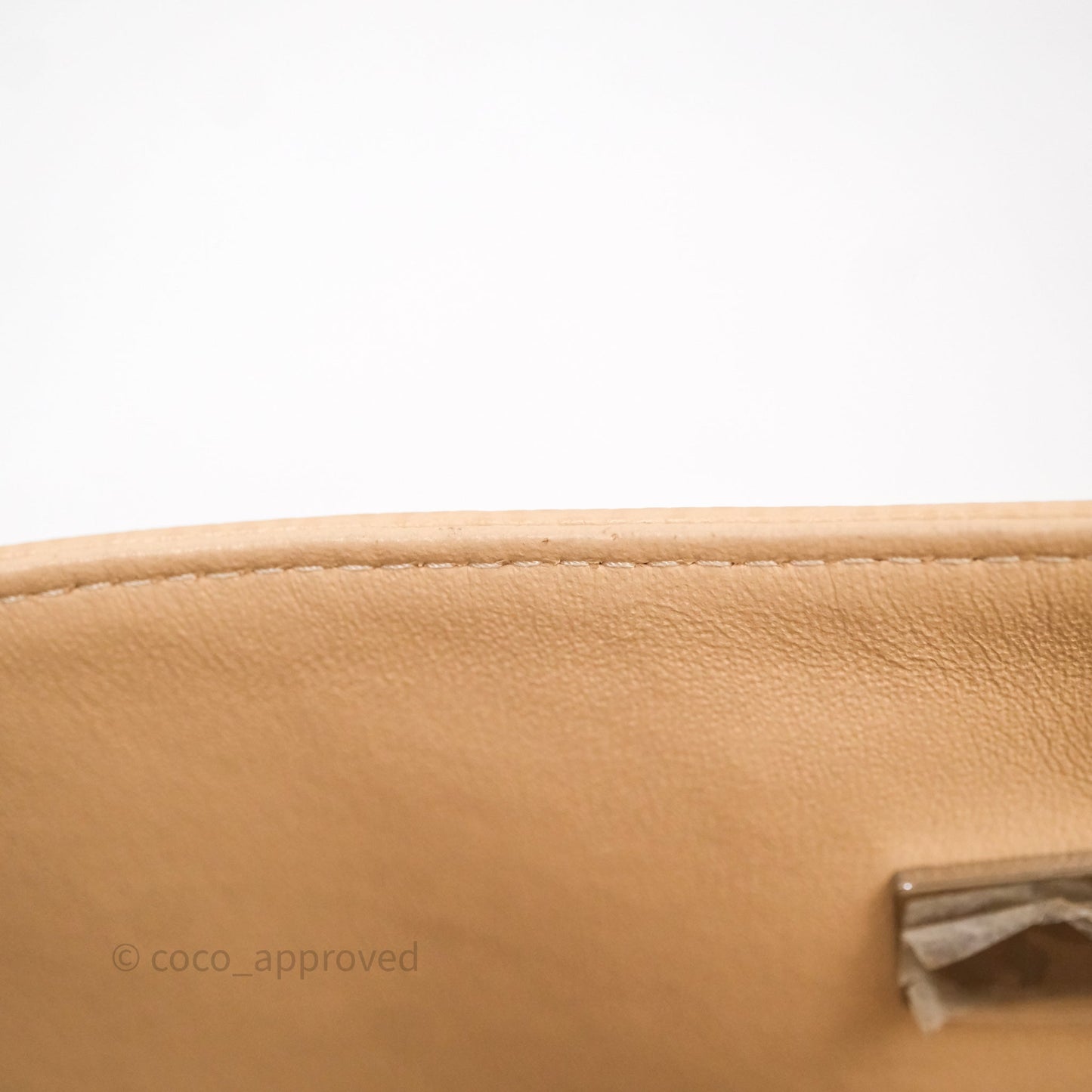Chanel Classic M/L Medium Flap Quilted Beige Caviar Silver Hardware