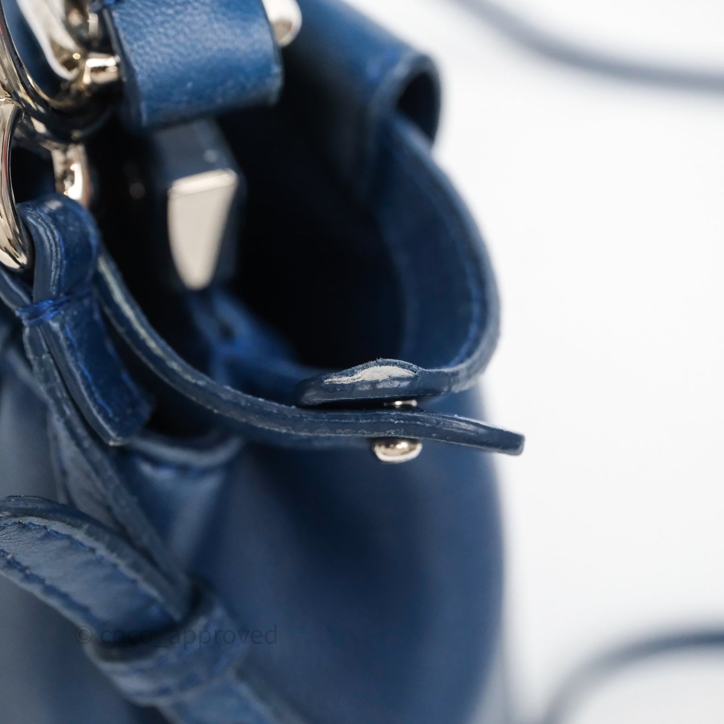 Fendi Nappa Mini Peekaboo Bag Blue Silver Hardware