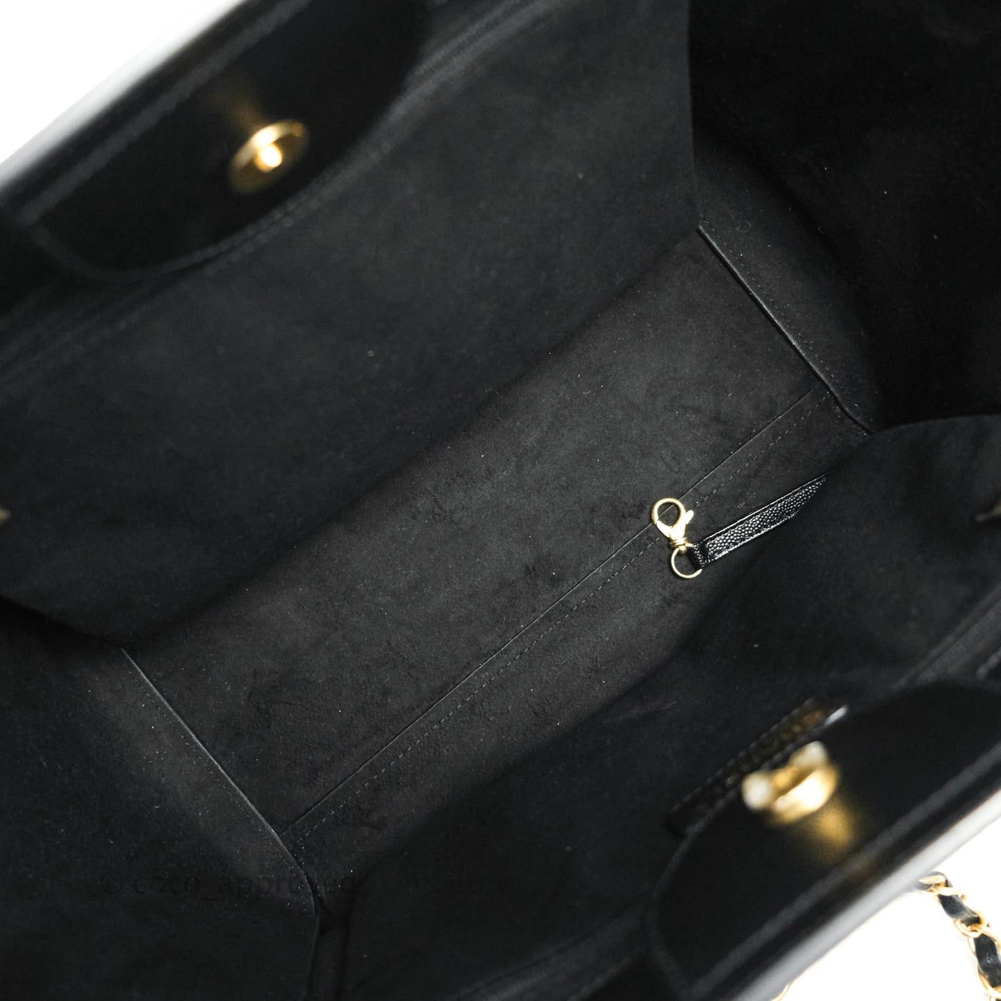 Chanel Studded Black Caviar Deauville Small Shopping Bag