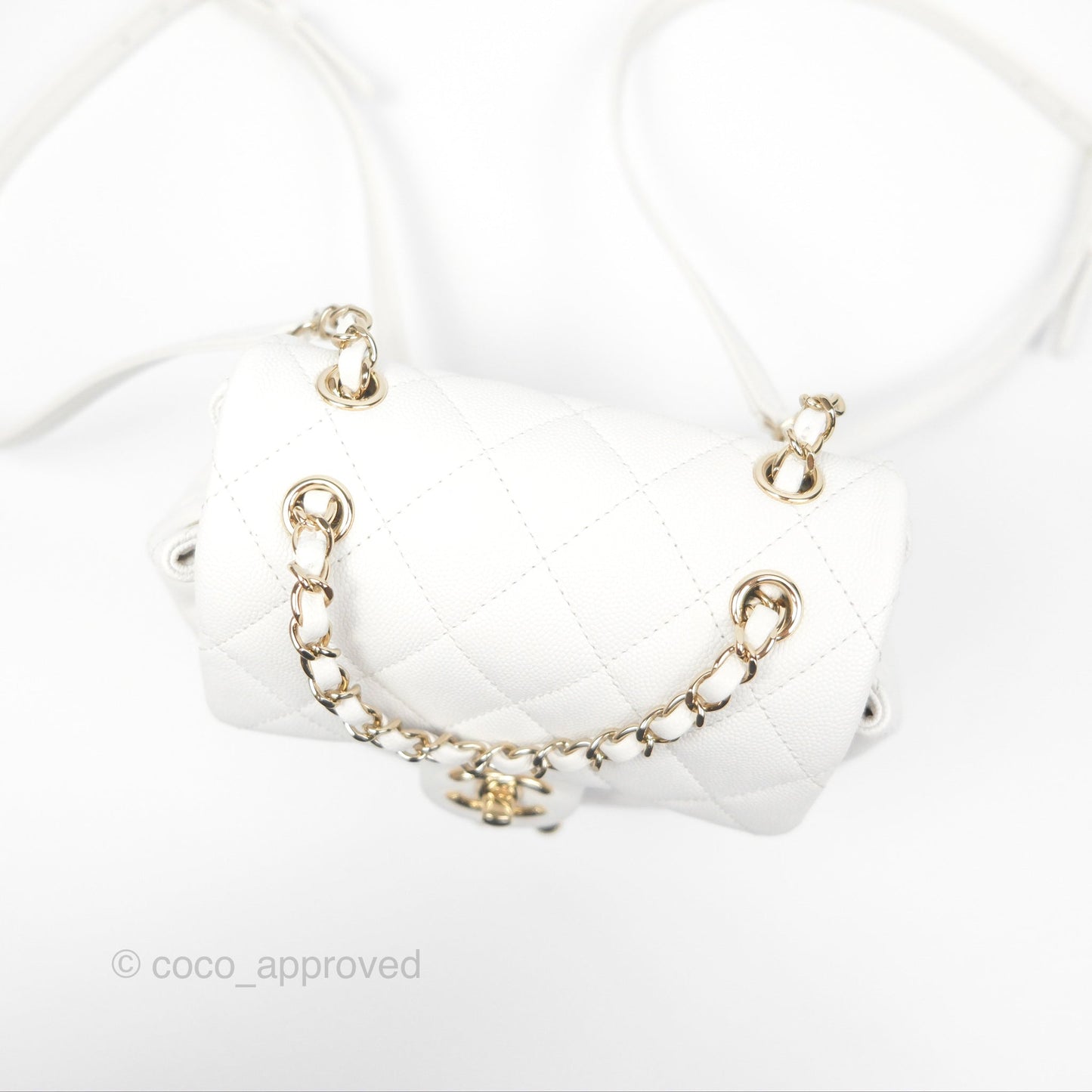Chanel Mini Urban Spirit Backpack White Caviar Gold Hardware 23S