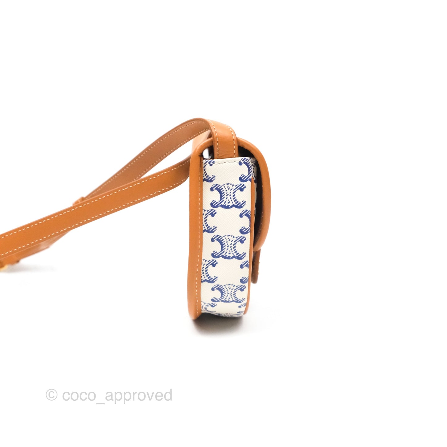 Celine Mini Besace Triomphe Embroidery Calfskin White/ Blue