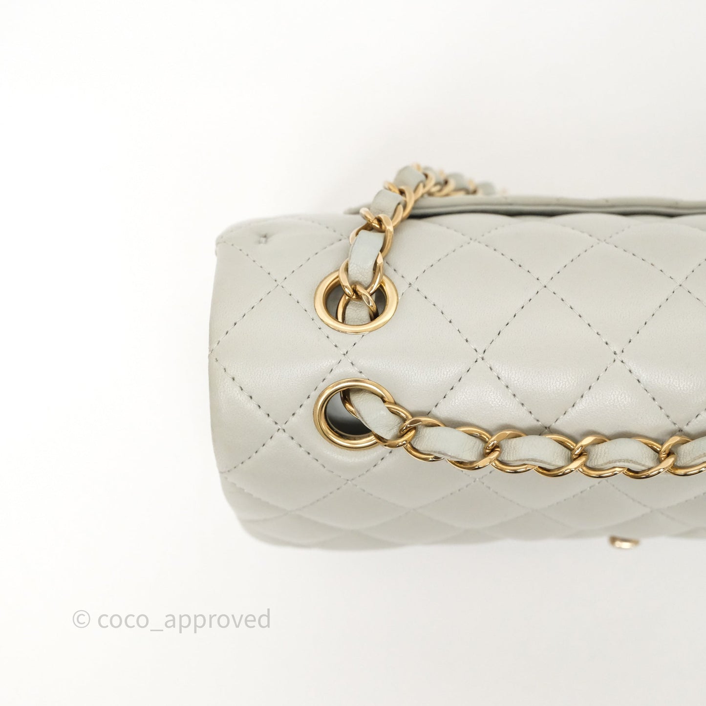 Chanel Small Classic Flap Quilted Grey Lambskin Gold Hardware