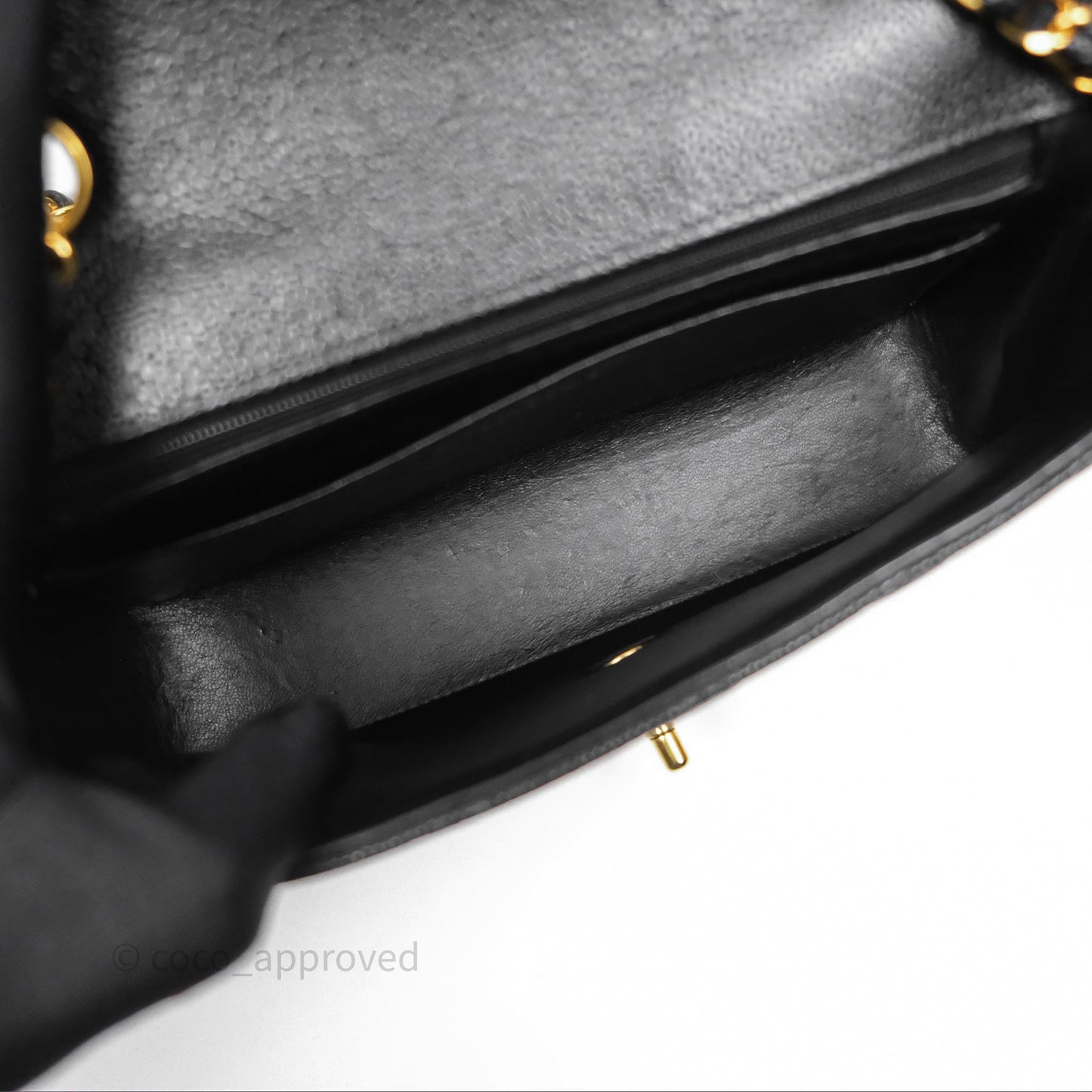 Chanel Small Vintage Quilted Classic Diana Flap Bag Black Caviar 24K Gold Hardware