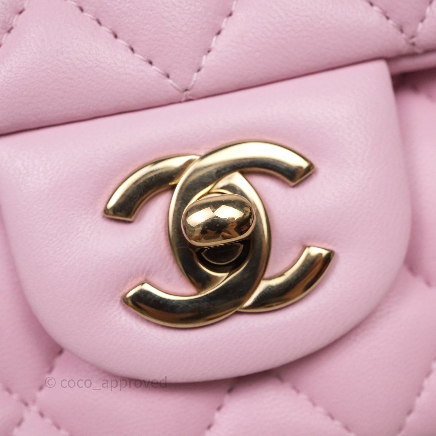 Chanel Top Handle Mini Rectangular Flap Pink Lambskin Gold Hardware