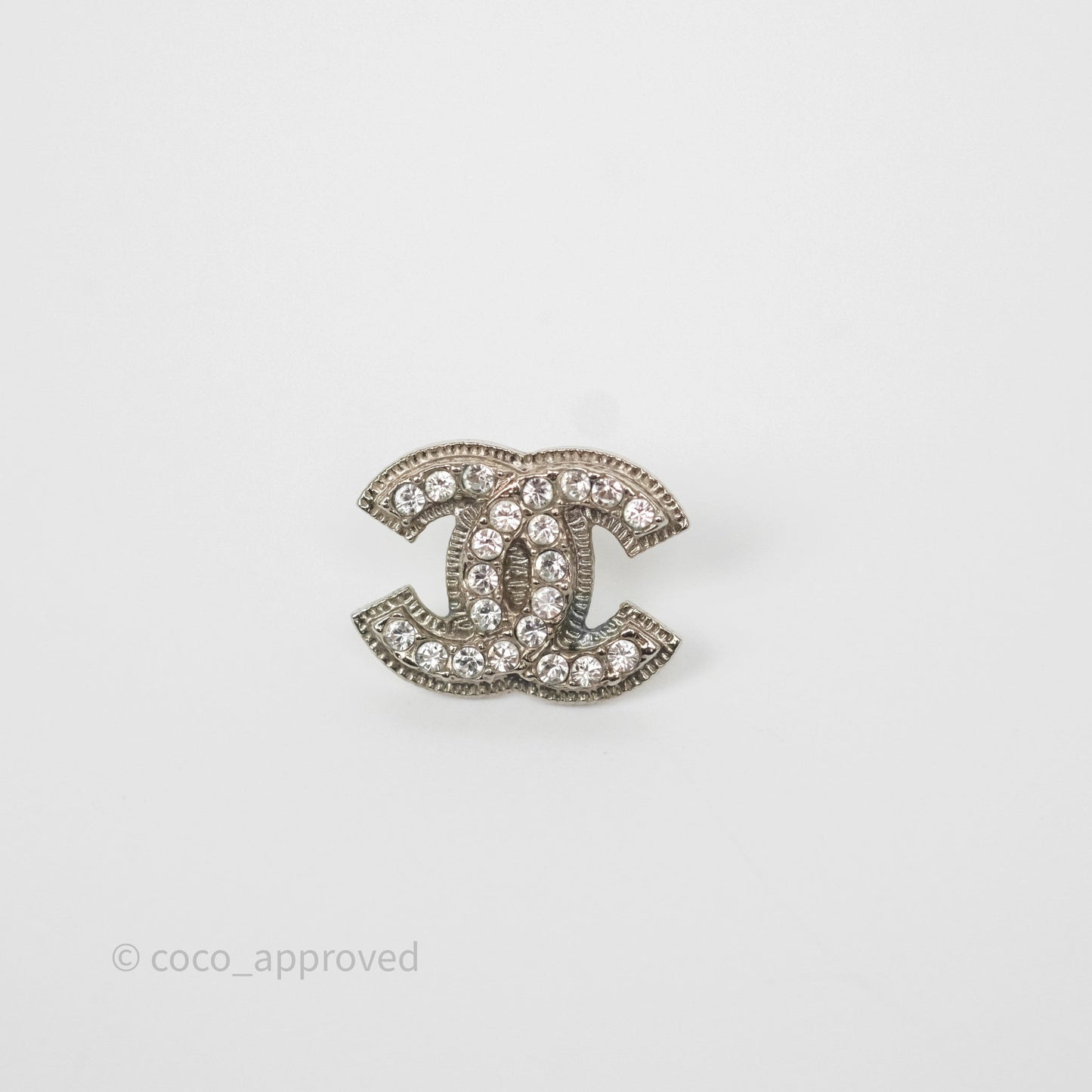 Chanel CC Crystals Earrings Silver Tone 13V