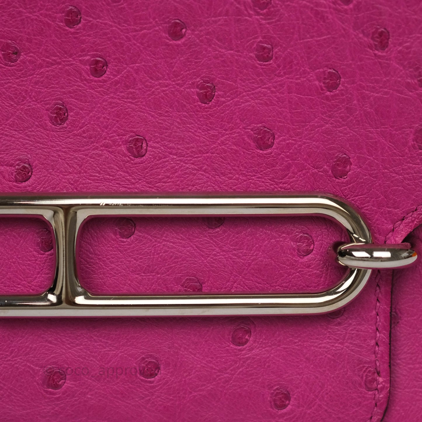 Hermès Roulis Mini 18 Rose Pourpre L3 Autruche Palladium Hardware