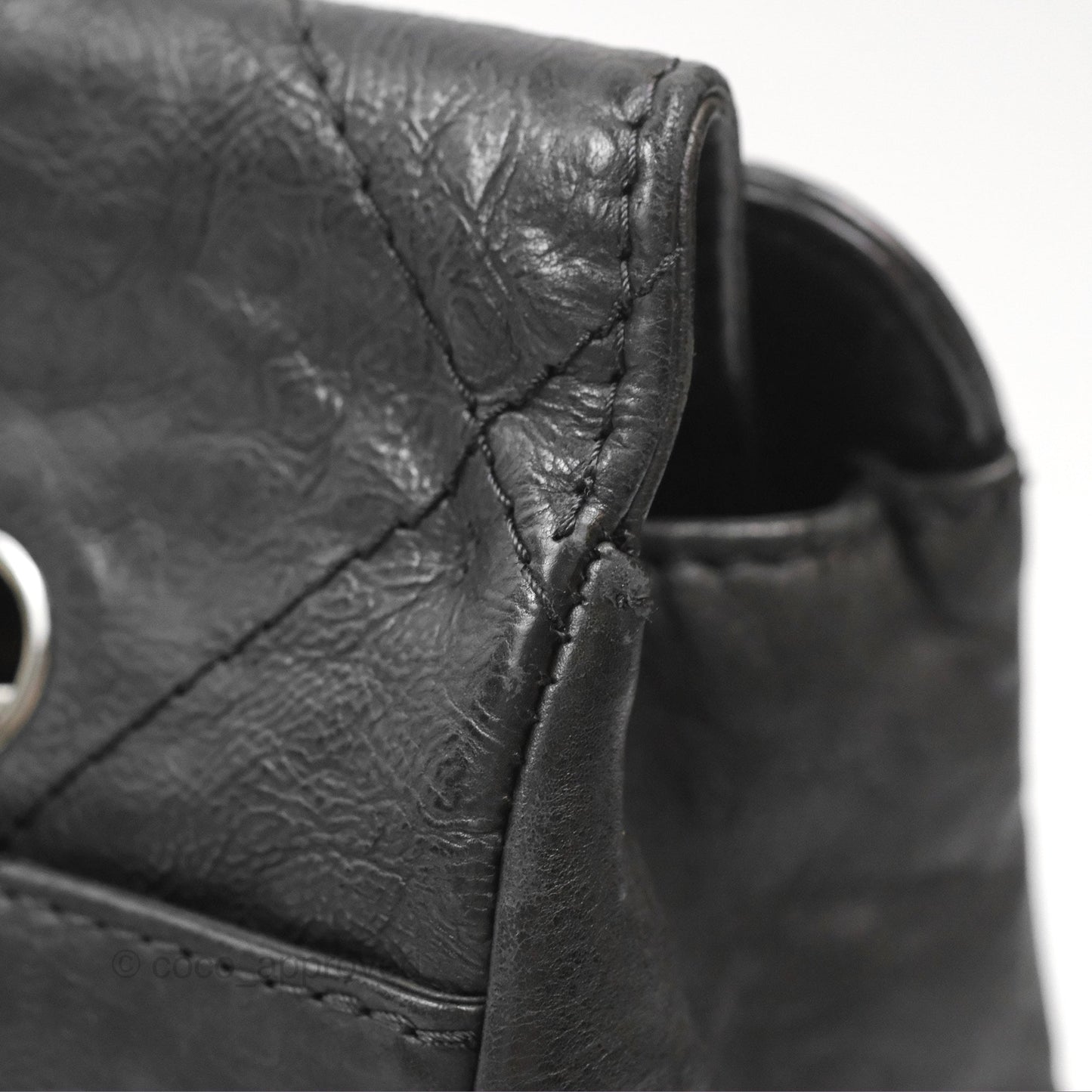 Chanel Large Hamptons Shopping Tote Black Washed Calfskin
