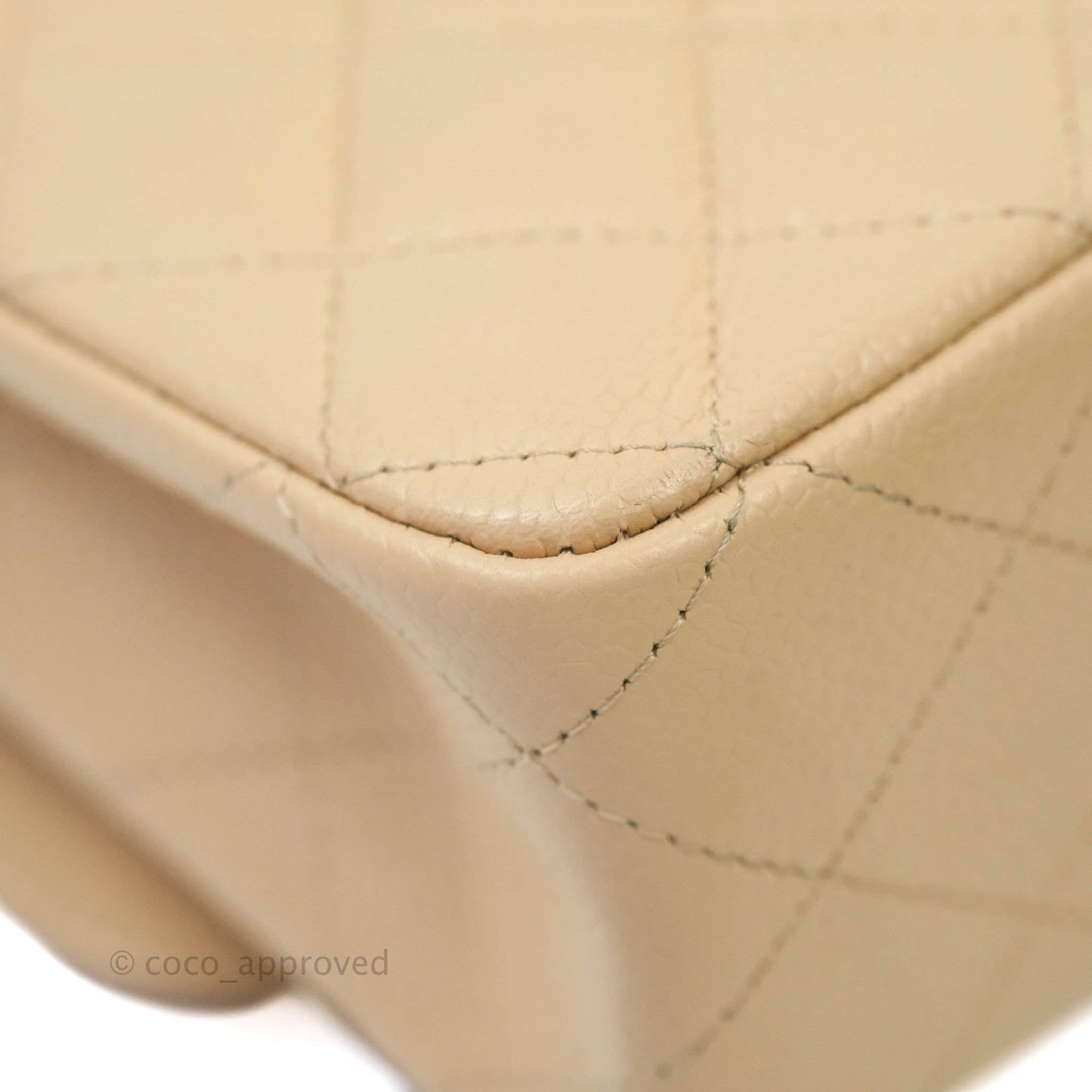 Chanel Classic M/L Medium Double Flap Beige Caviar Gold Hardware