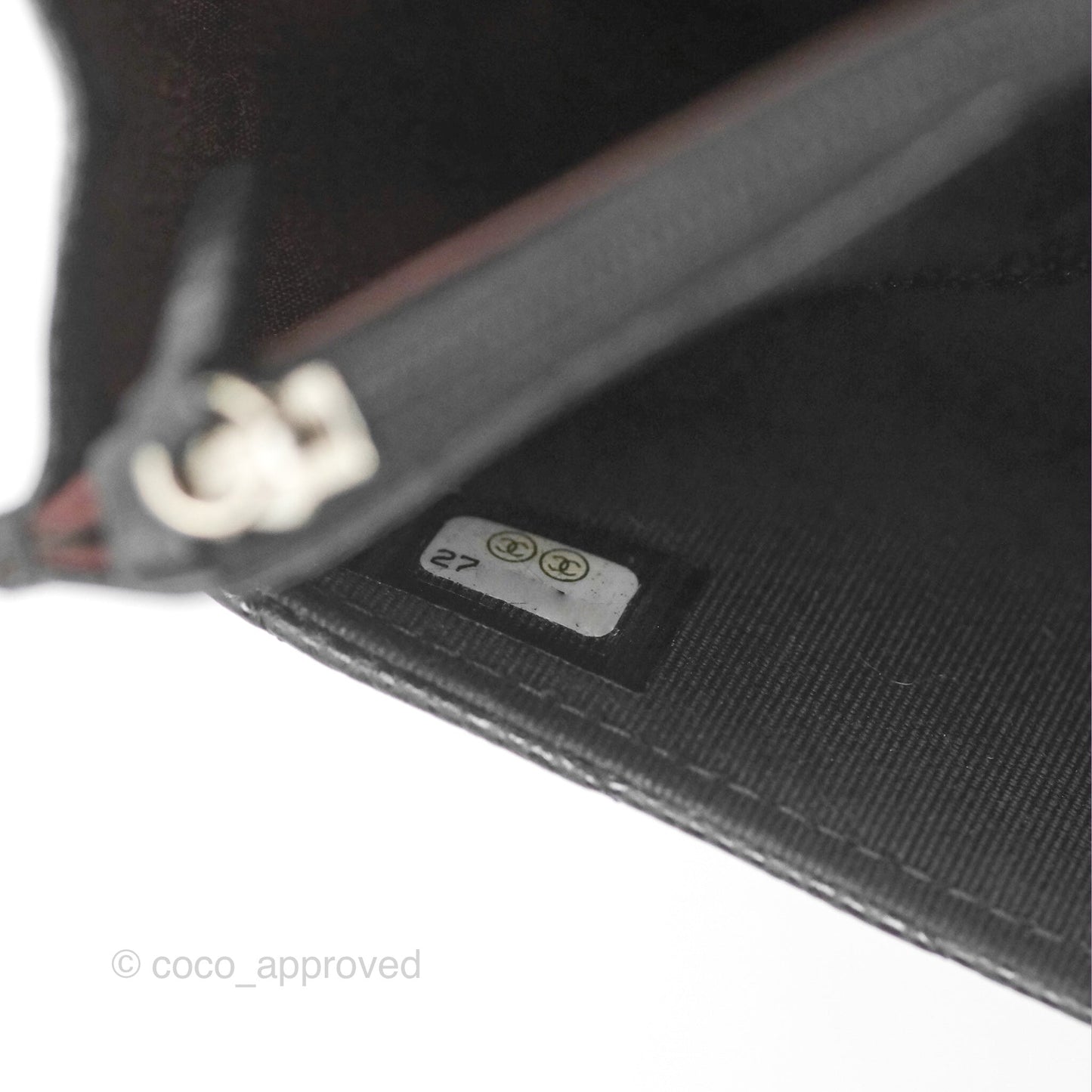 Chanel Classic Chevron Wallet on Chain WOC Black Caviar Silver Hardware