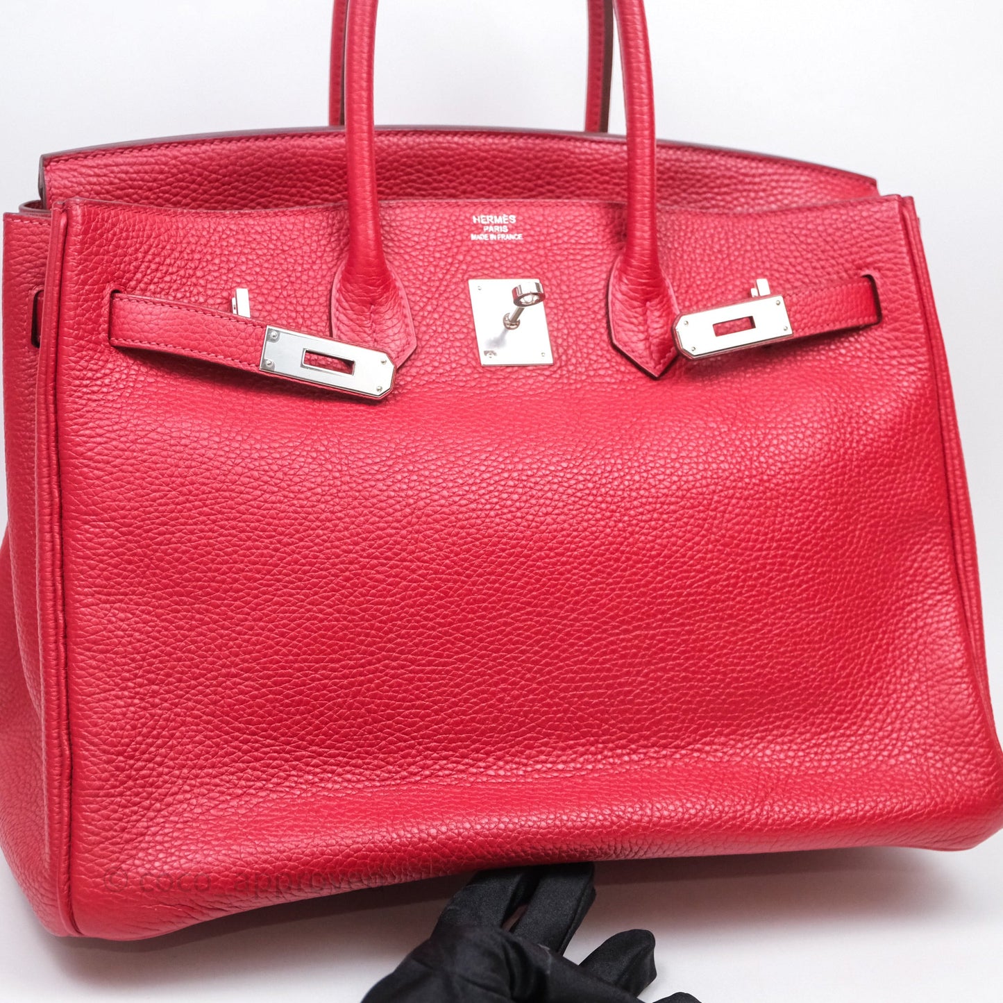 Hermes Birkin 35 Rouge Casaque Clemence Palladium Hardware