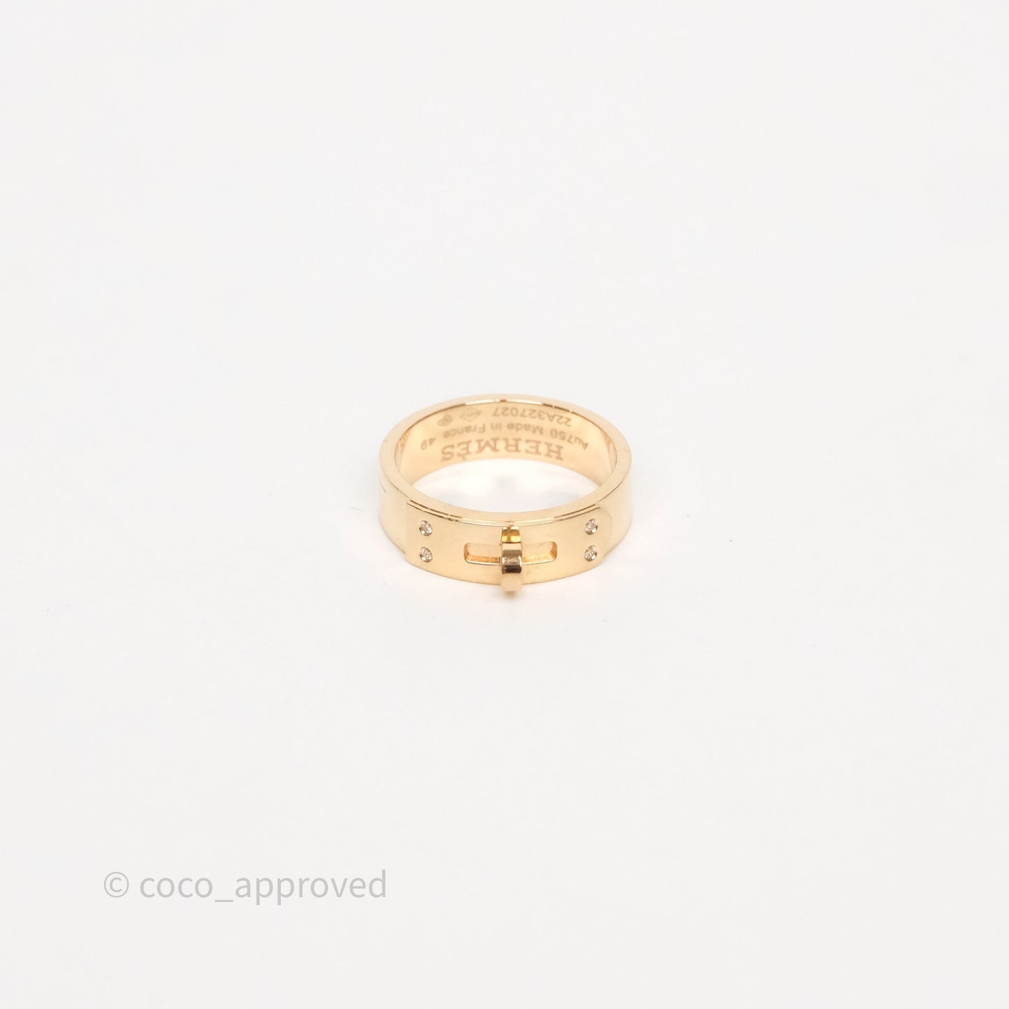 Hermès Kelly Ring Small Model Rose Gold Diamonds Size 49