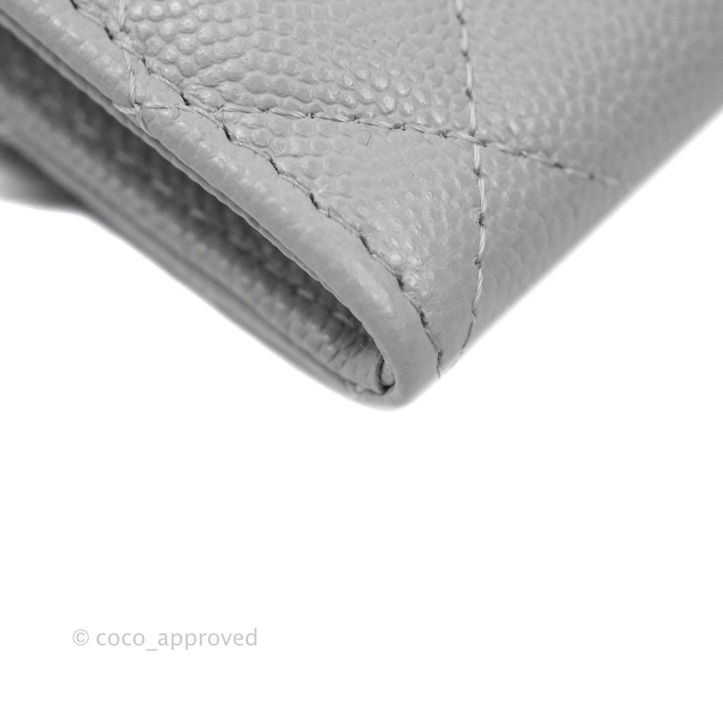 Chanel Quilted Flap Card Holder Grey Caviar Gold Hardware 21A