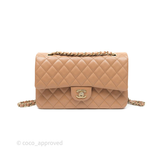 Chanel Classic M/L Medium Flap Dark Beige Caviar Gold Hardware