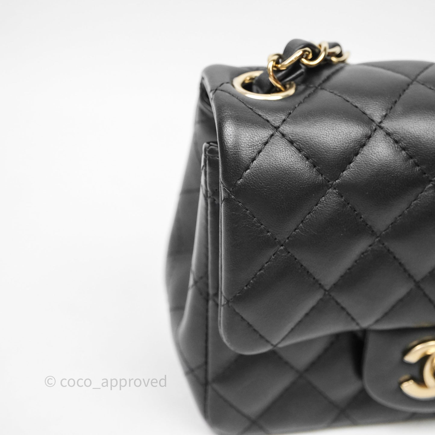 Chanel Mini Square Quilted Black Lambskin Gold Hardware