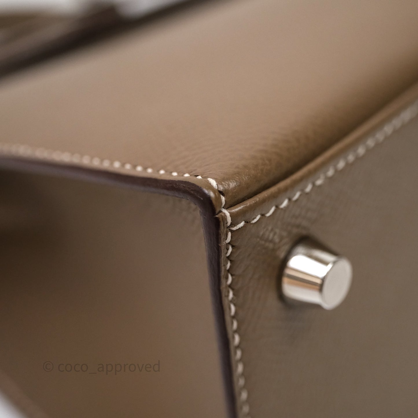 Hermes Kelly 25 Etoupe 18 Epsom Palladium Hardware