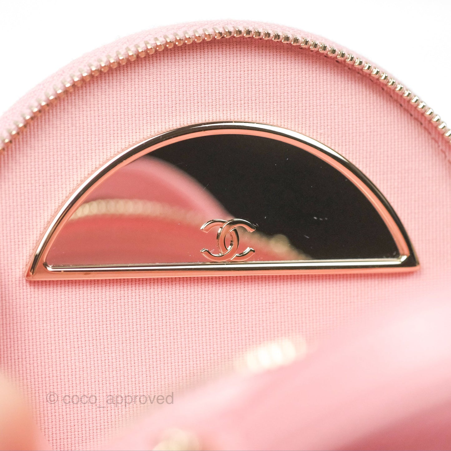Chanel Mini Round Vanity Bag Handle With Care Pink Caviar 22C