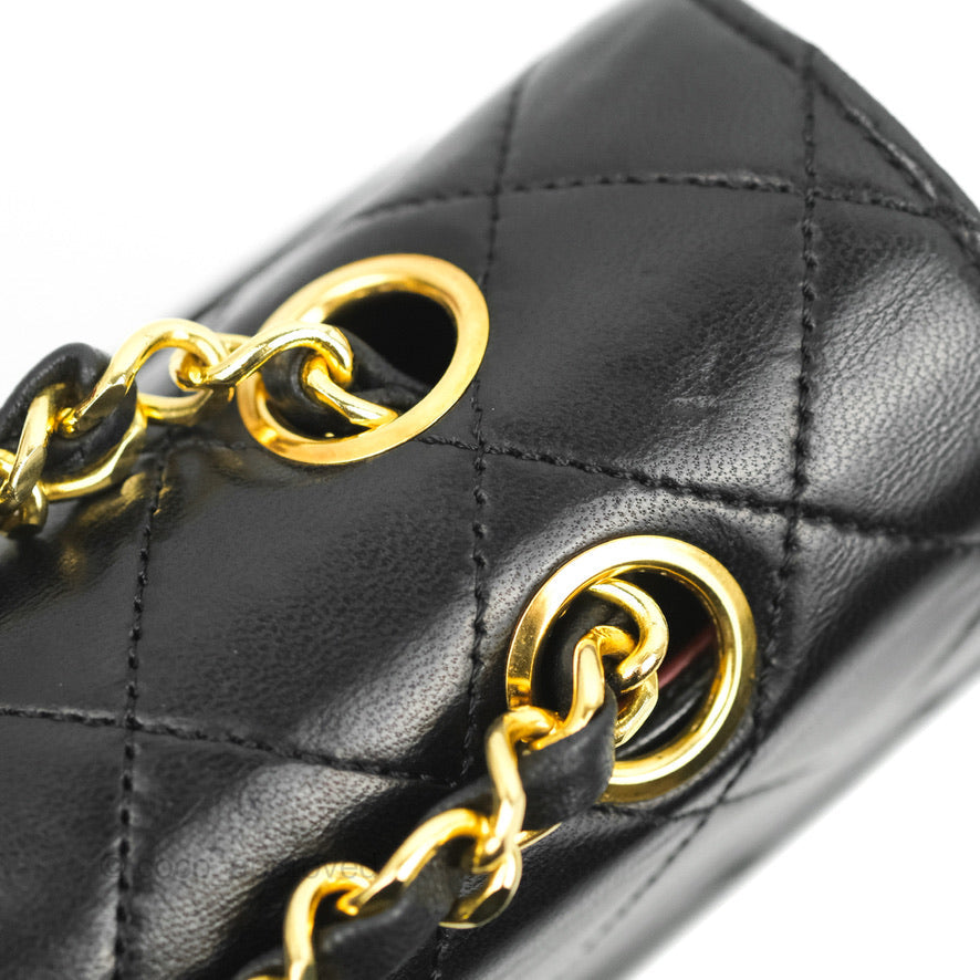 Chanel Vintage Round Flap Bag Quilted Lambskin Gold Hardware