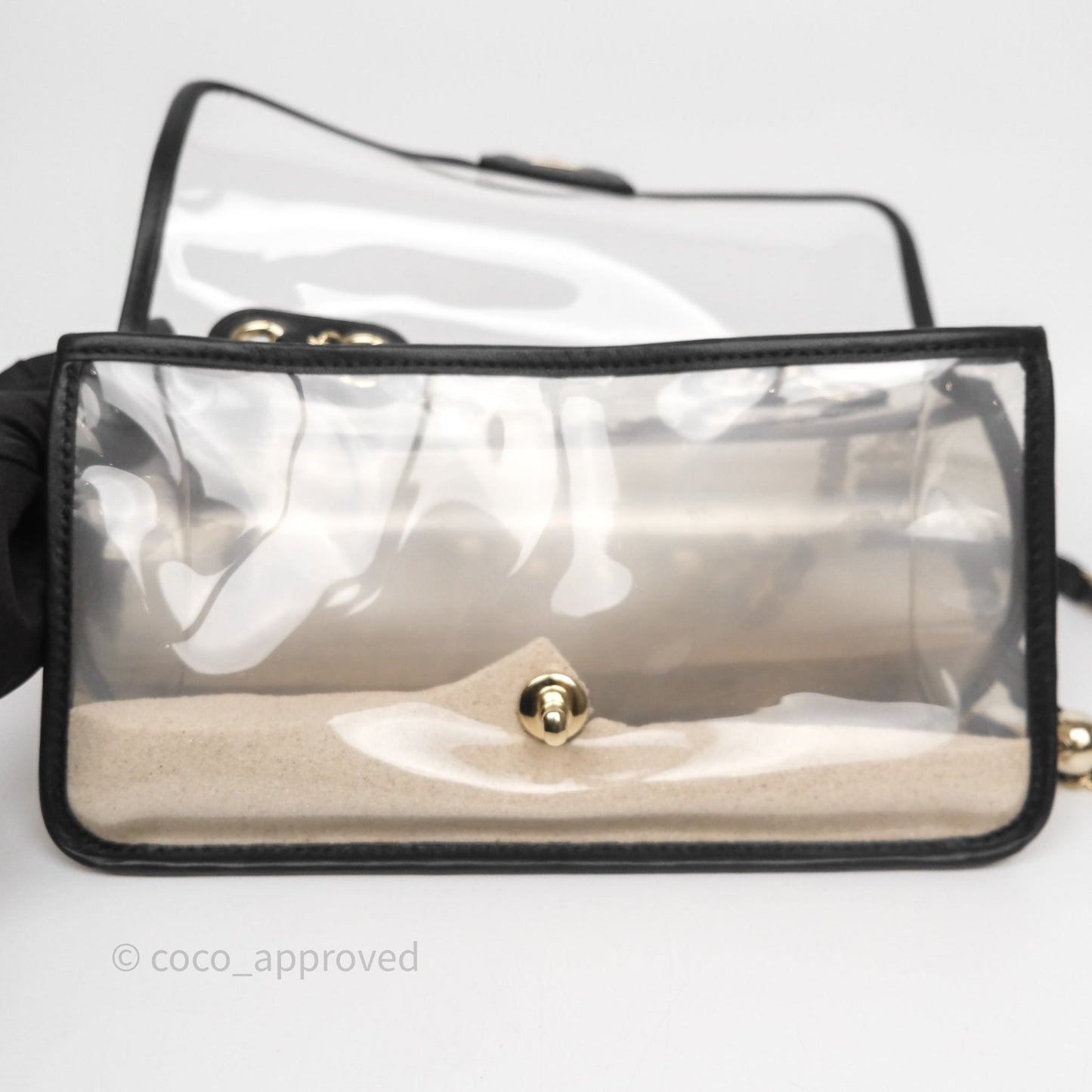 Chanel Medium Sand By The Sea PVC Flap Black Lambskin Gold Hardware