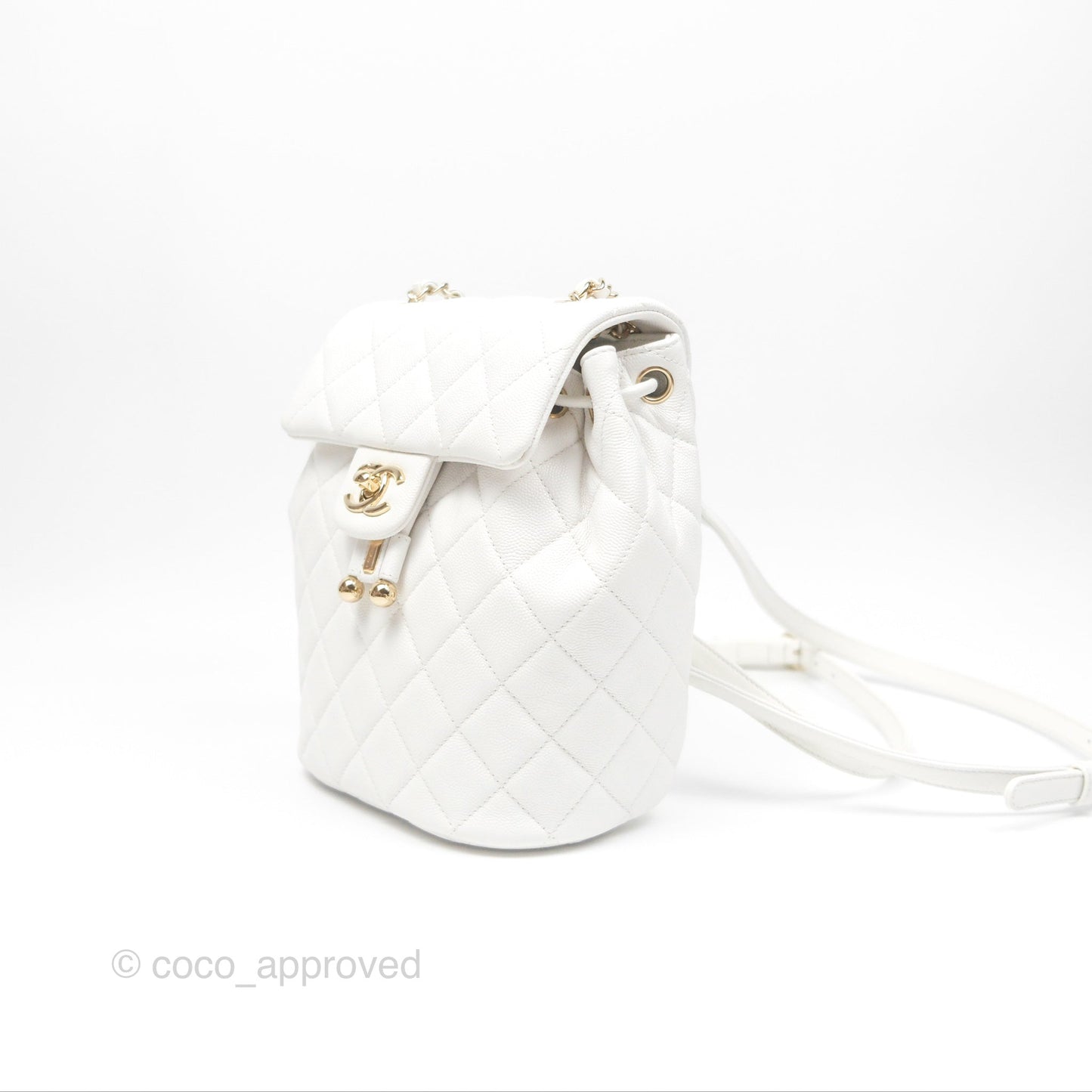 Chanel Mini Urban Spirit Backpack White Caviar Gold Hardware 23S