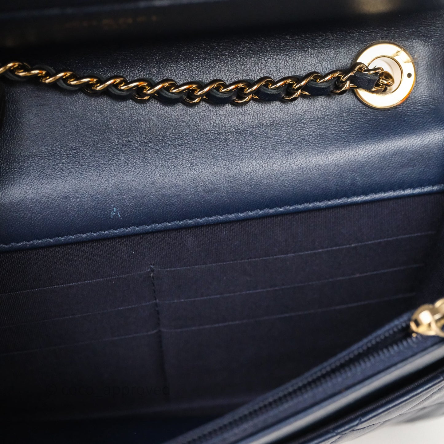 Chanel Trendy CC WOC Wallet On Chain Navy Lambskin Gold Hardware