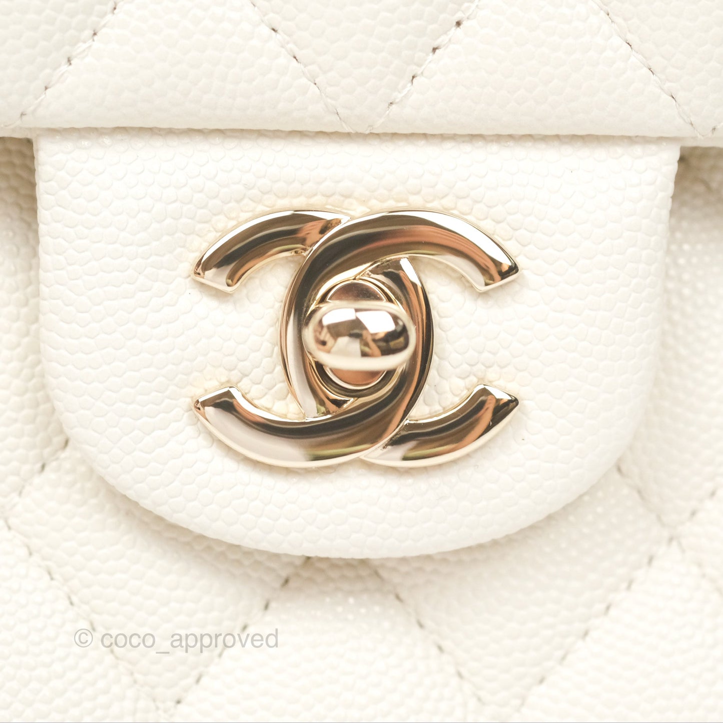 Chanel Small Classic Quilted Flap Light Ivory Caviar Gold Hardware