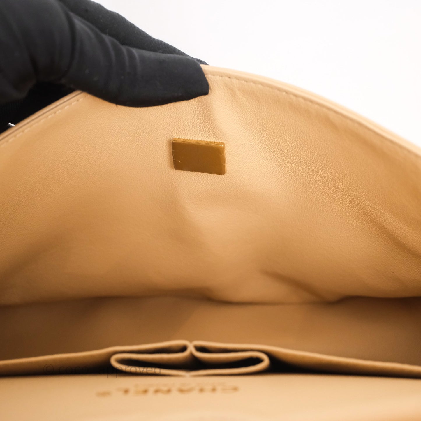 Chanel Classic M/L Medium Flap Quilted Beige Caviar Gold Hardware
