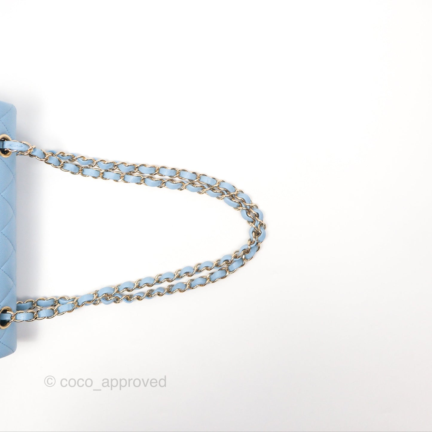 Chanel Small Classic Quilted Flap Light Blue Caviar Gold Hardware
