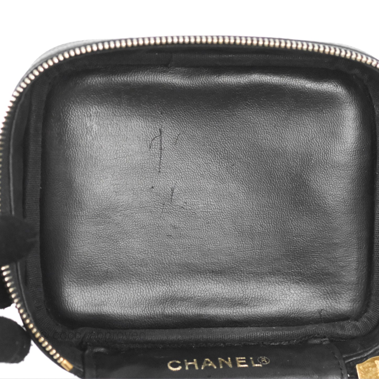 Chanel Vintage Vanity Case Black Caviar Gold Hardware