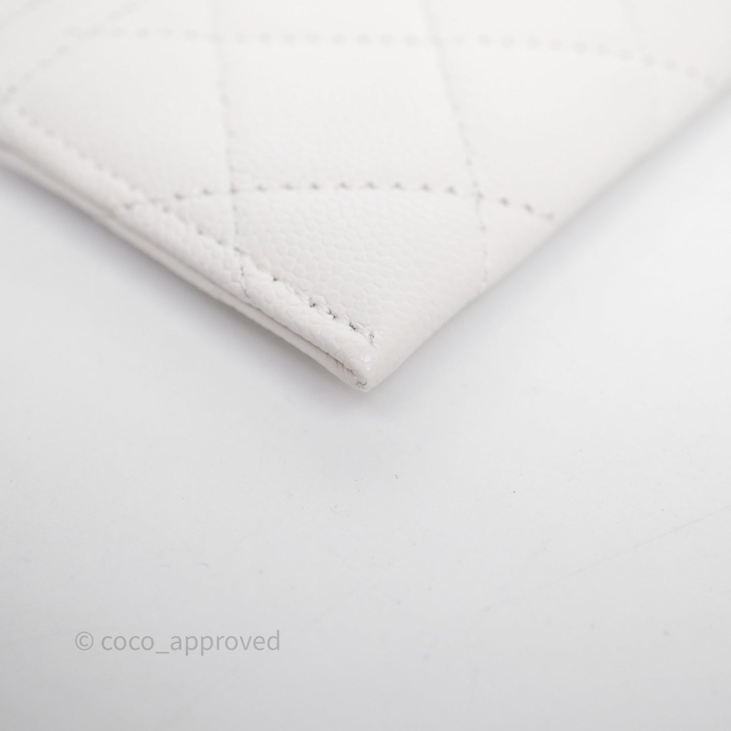 Chanel Crystal CC Quilted Flat Card Holder White Caviar