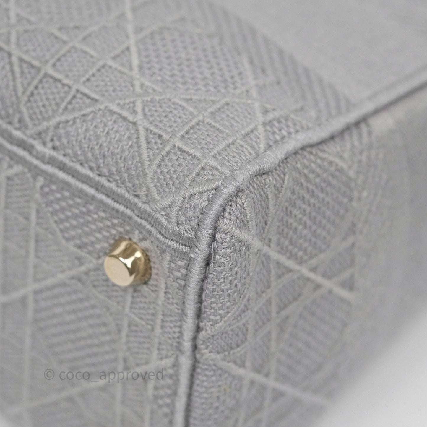Dior Medium Lady D-Lite Bag Gray Cannage Embroidery Gold Hardware
