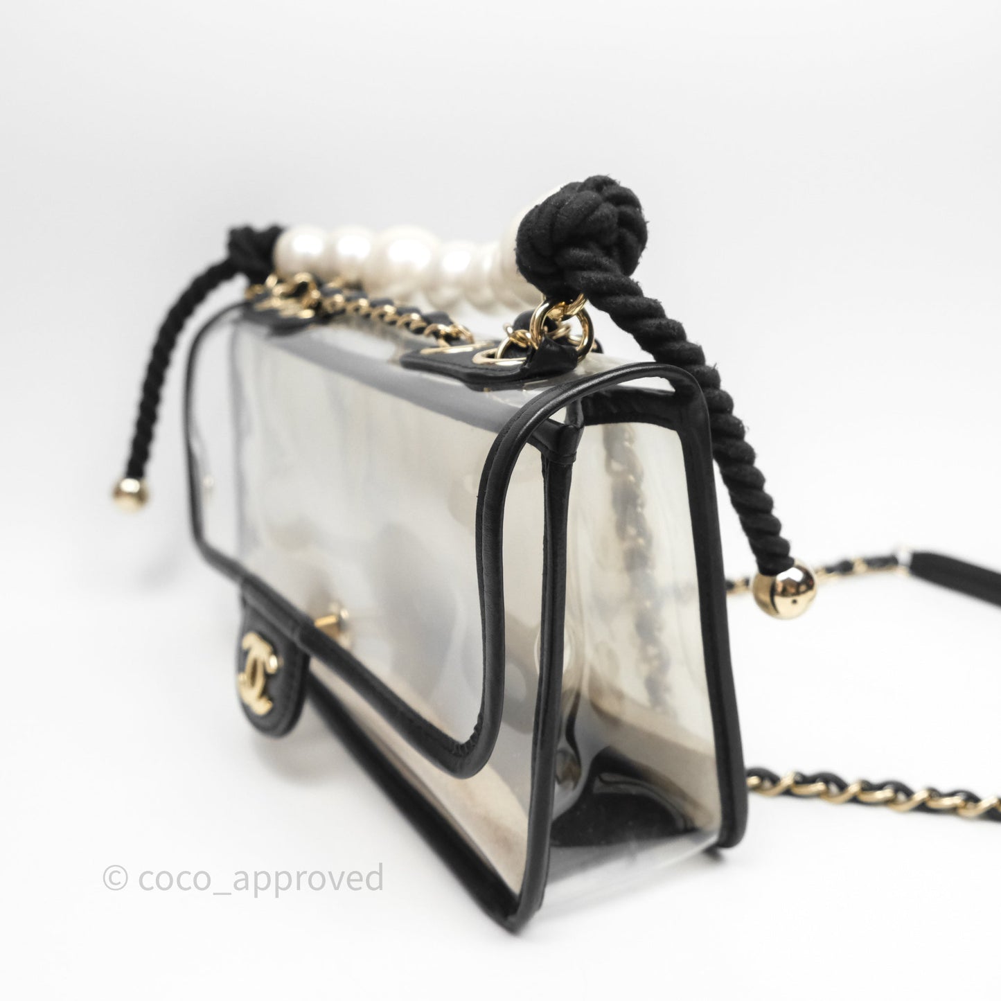 Chanel Medium Sand By The Sea PVC Flap Black Lambskin Gold Hardware
