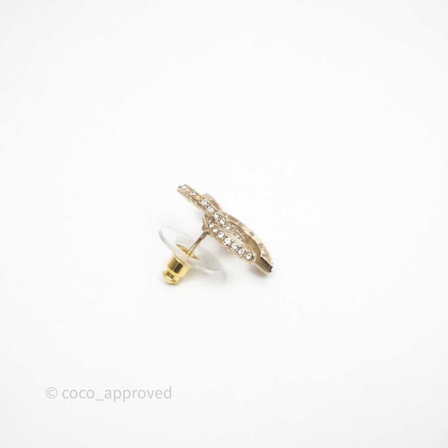 Chanel Crystal CC Earrings Gold Tone 23V