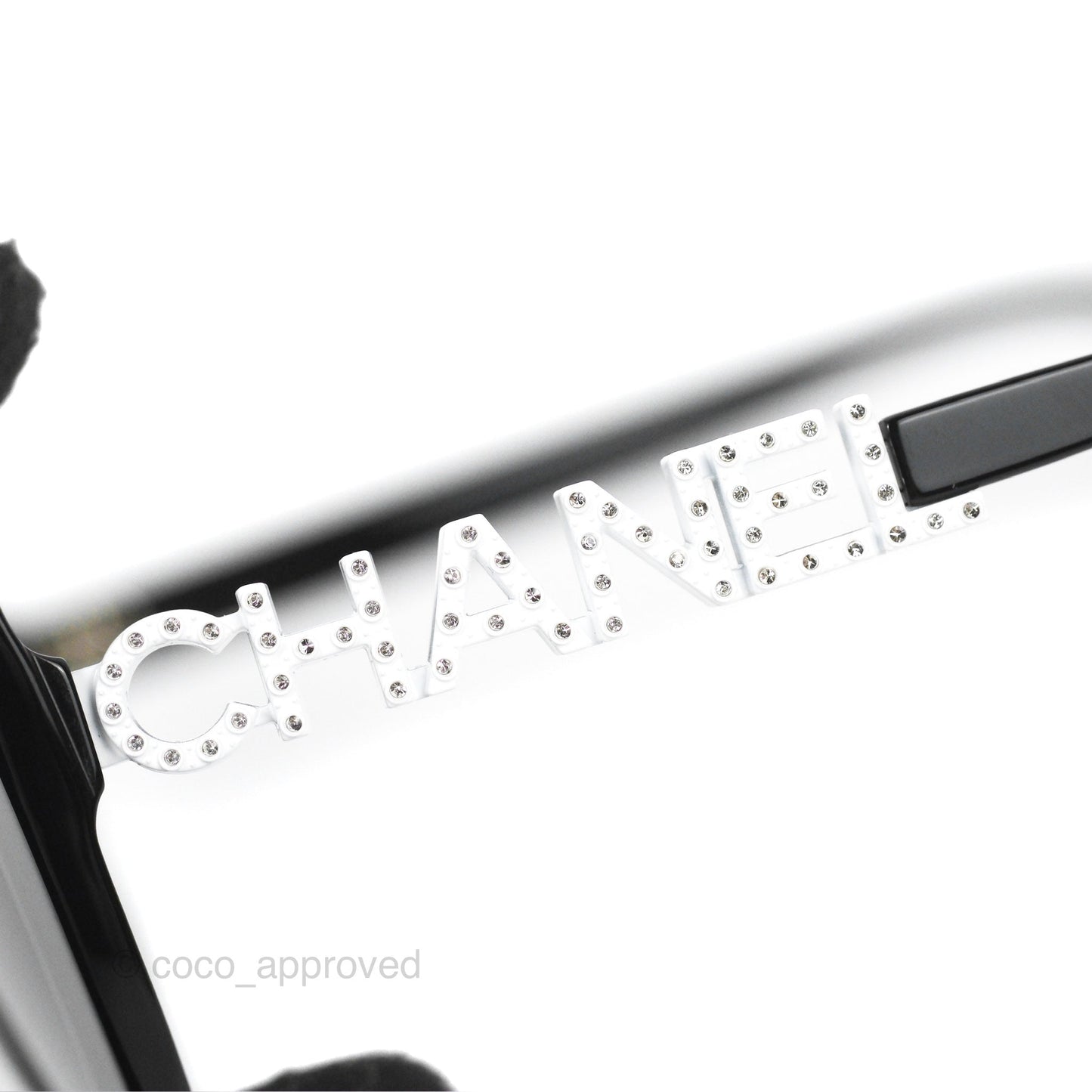 Chanel Acetate Strass Square Polarized Sunglasses Black/White