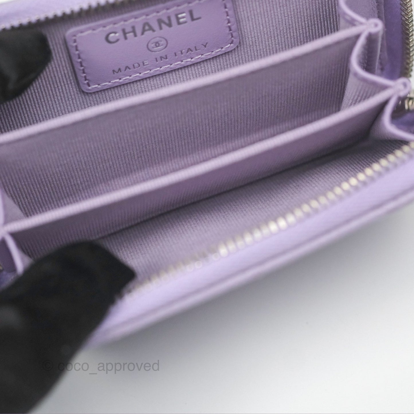 Chanel Classic Zipped Coin Purse Lilac Caviar Silver Hardware