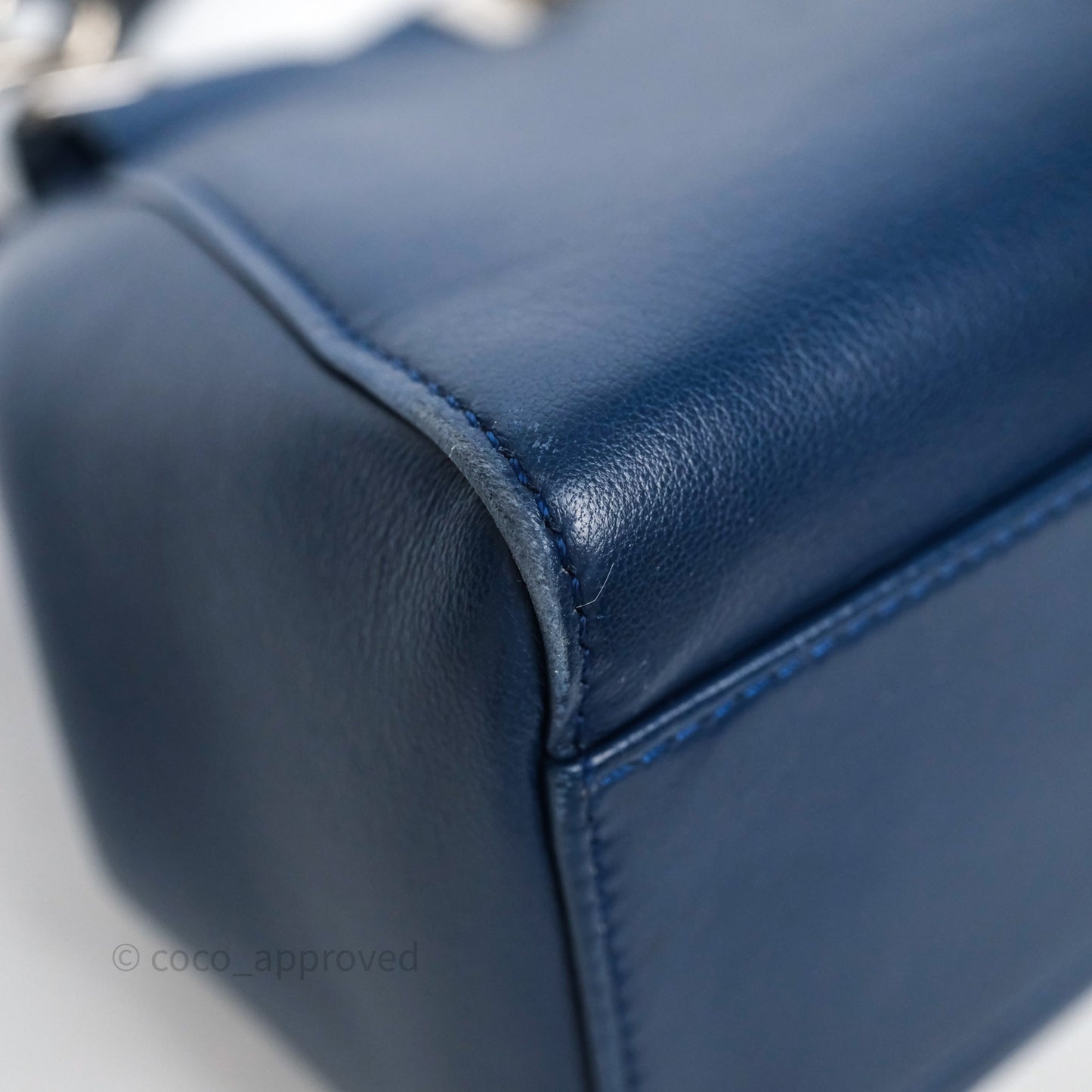 Fendi Nappa Mini Peekaboo Bag Blue Silver Hardware